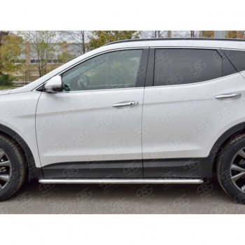 22 999 р. Широкая защита порогов с трубой диаметром 42 мм PREMIUM SLITKOFF v2 Hyundai Santa Fe DM рестайлинг (2015-2019)  с доставкой в г. Вологда. Увеличить фотографию 3