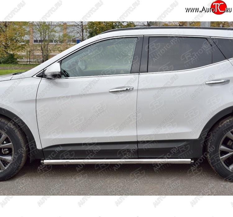 23 599 р. Защита порогов из круглой трубы диаметром 63 мм PREMIUM SLITKOFF v2 Hyundai Santa Fe DM рестайлинг (2015-2019)  с доставкой в г. Вологда