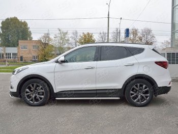 35 549 р. Широкая защита порогов с трубой диаметром 42 мм PREMIUM SLITKOFF v3 Hyundai Santa Fe DM рестайлинг (2015-2019)  с доставкой в г. Вологда. Увеличить фотографию 2