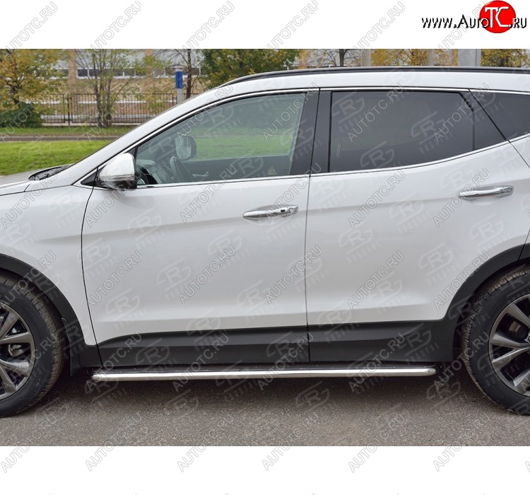 35 549 р. Широкая защита порогов с трубой диаметром 42 мм PREMIUM SLITKOFF v3 Hyundai Santa Fe DM рестайлинг (2015-2019)  с доставкой в г. Вологда