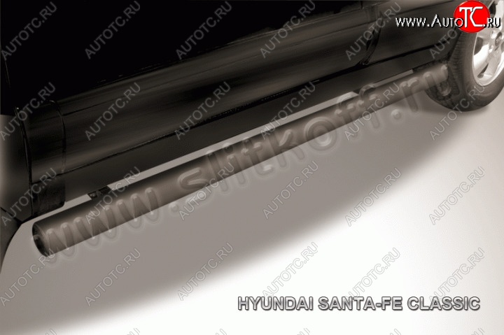 10 599 р. Защита порогов из трубы d76 Slitkoff Hyundai Santa Fe SM (2000-2012) (Цвет: серебристый)  с доставкой в г. Вологда