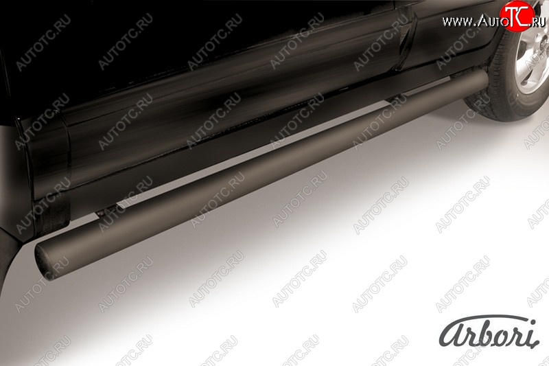 6 569 р. Защита штатных порогов Arbori (черная, d76 mm). Hyundai Santa Fe SM (2000-2012)  с доставкой в г. Вологда