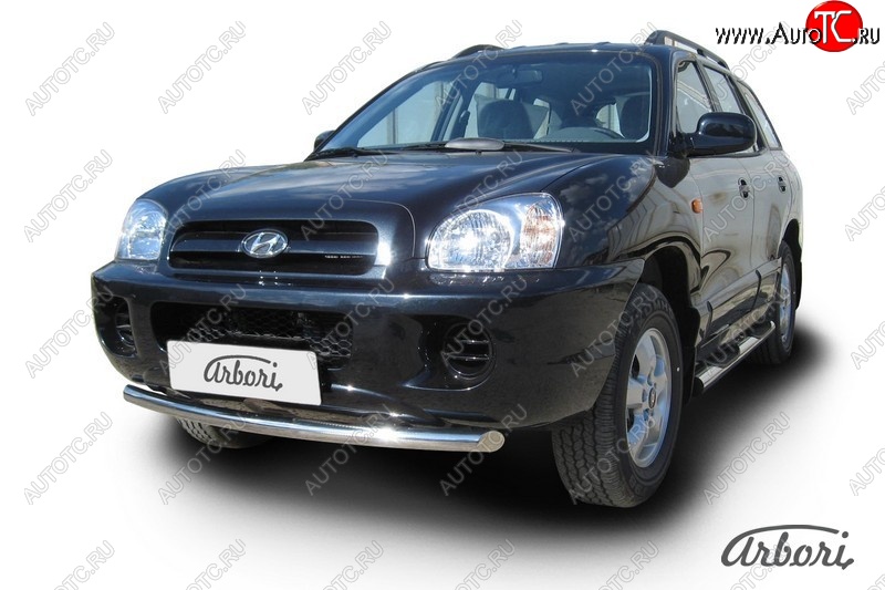 10 709 р. Защита переднего бампера Arbori (нержавейка, 1 труба d57 mm). Hyundai Santa Fe SM (2000-2012)  с доставкой в г. Вологда