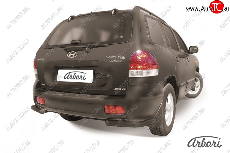 5 399 р. Защита заднего бампера Arbori (уголки, черная, 1 труба d57 mm). Hyundai Santa Fe SM (2000-2012)  с доставкой в г. Вологда