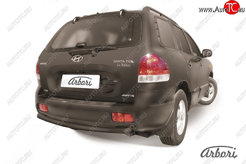 5 399 р. Защита заднего бампера Arbori (черная, 1 труба d57 mm). Hyundai Santa Fe SM (2000-2012)  с доставкой в г. Вологда