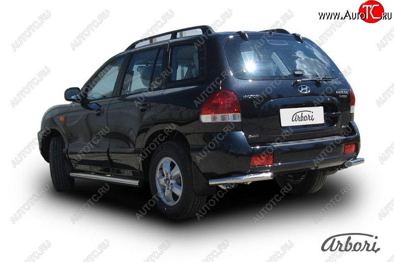 7 289 р. Защита заднего бампера Arbori (уголки, нержавейка, 1 труба d57 mm). Hyundai Santa Fe SM (2000-2012)  с доставкой в г. Вологда