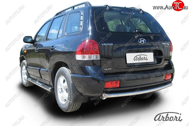 6 389 р. Защита заднего бампера Arbori (нержавейка, 1 труба d57 mm). Hyundai Santa Fe SM (2000-2012)  с доставкой в г. Вологда