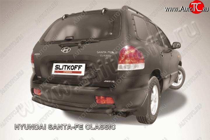 4 549 р. Защита заднего бампера из трубы d57 Slitkoff (дуга) Hyundai Santa Fe SM (2000-2012) (Цвет: серебристый)  с доставкой в г. Вологда