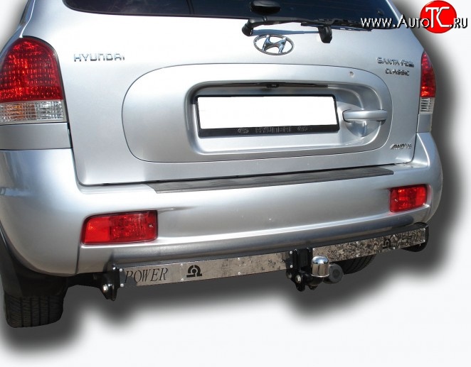 8 099 р. Фаркоп Лидер Плюс (с нержавеющей пластиной) Hyundai Santa Fe SM (2000-2012) (Без электропакета)  с доставкой в г. Вологда