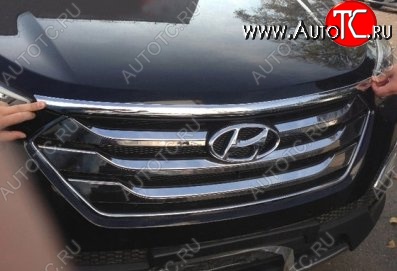 4 749 р. Накладка на капот СТ Hyundai Santa Fe DM дорестайлинг (2012-2016)  с доставкой в г. Вологда