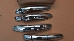 2 999 р. Накладки на внешние ручки дверей СТ Hyundai Santa Fe DM дорестайлинг (2012-2016) (Неокрашенные)  с доставкой в г. Вологда. Увеличить фотографию 2