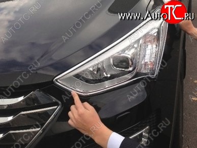 4 199 р. Накладки на фары СТ v2 Hyundai Santa Fe DM дорестайлинг (2012-2016) (Неокрашенные)  с доставкой в г. Вологда