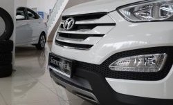1 539 р. Сетка на бампер Russtal (хром) Hyundai Santa Fe DM дорестайлинг (2012-2016)  с доставкой в г. Вологда. Увеличить фотографию 4