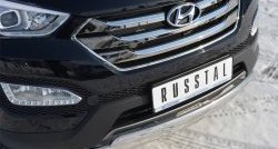14 899 р. Защита переднего бампера (2 трубыØ75х42 мм, нержавейка) Russtal Hyundai Santa Fe DM дорестайлинг (2012-2016)  с доставкой в г. Вологда. Увеличить фотографию 2