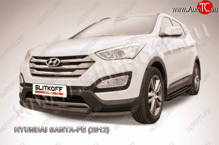 9 399 р. Защита переднего бампера из труб d57+d42 Slitkoff (двойная) Hyundai Santa Fe DM дорестайлинг (2012-2016) (Цвет: серебристый)  с доставкой в г. Вологда