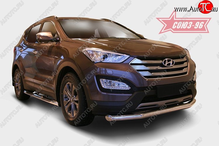 14 669 р. Защита переднего бампера одинарная Souz-96 (d76). Hyundai Santa Fe DM дорестайлинг (2012-2016)  с доставкой в г. Вологда