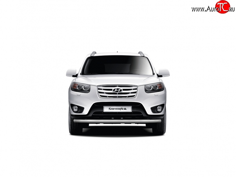 9 849 р. Одинарная защита переднего бампера диаметром 51 мм Petroil Tuning Hyundai Santa Fe DM дорестайлинг (2012-2016) (Нержавеющая полированная сталь)  с доставкой в г. Вологда