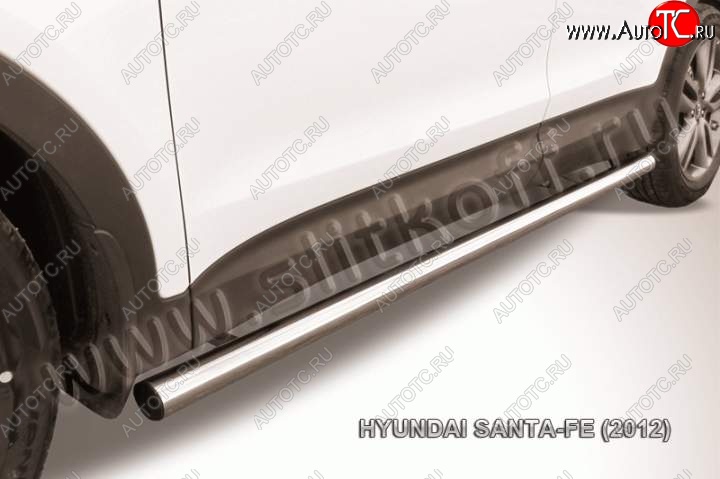 10 349 р. Защита порогов из трубы d57 Slitkoff Hyundai Santa Fe DM дорестайлинг (2012-2016) (Цвет: серебристый)  с доставкой в г. Вологда