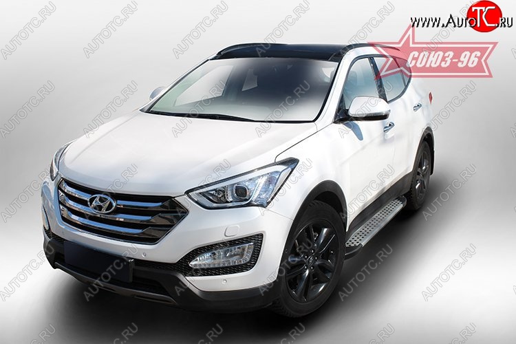 9 674 р. Пороги из алюминиевого профиля Souz-96 Hyundai Santa Fe DM дорестайлинг (2012-2016)  с доставкой в г. Вологда