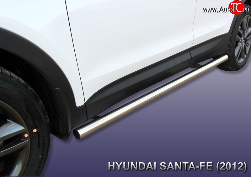 14 799 р. Защита порогов из круглой трубы диаметром 57 мм Slitkoff Hyundai Santa Fe DM дорестайлинг (2012-2016) (Нержавейка, Полированная)  с доставкой в г. Вологда