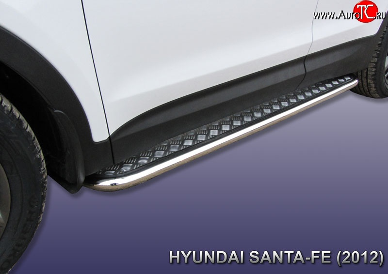 15 349 р. Широкая защита порогов с трубой диаметром 42 мм Slitkoff Hyundai Santa Fe DM дорестайлинг (2012-2016)  с доставкой в г. Вологда