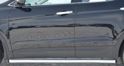 12 299 р. Защита порогов из круглой трубы диаметром 63 мм Russtal Hyundai Santa Fe DM дорестайлинг (2012-2016) (Защита порогов с со скосами на торцах (вариант 1))  с доставкой в г. Вологда. Увеличить фотографию 2