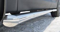 12 299 р. Защита порогов из круглой трубы диаметром 63 мм Russtal Hyundai Santa Fe DM дорестайлинг (2012-2016) (Защита порогов с со скосами на торцах (вариант 1))  с доставкой в г. Вологда. Увеличить фотографию 4