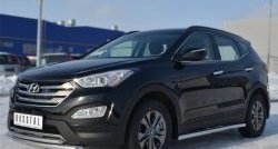 12 299 р. Защита порогов из круглой трубы диаметром 63 мм Russtal Hyundai Santa Fe DM дорестайлинг (2012-2016) (Защита порогов с со скосами на торцах (вариант 1))  с доставкой в г. Вологда. Увеличить фотографию 9