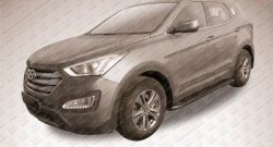 13 349 р. Алюминиевые пороги Slitkoff Optima Black Hyundai Santa Fe DM дорестайлинг (2012-2016)  с доставкой в г. Вологда. Увеличить фотографию 2