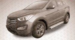 13 349 р. Алюминиевые пороги Slitkoff Optima Silver Hyundai Santa Fe DM дорестайлинг (2012-2016)  с доставкой в г. Вологда. Увеличить фотографию 2