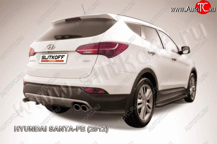 8 599 р. Защита заднего бампера из уголков d57 Slitkoff Hyundai Santa Fe DM дорестайлинг (2012-2016) (Цвет: серебристый)  с доставкой в г. Вологда
