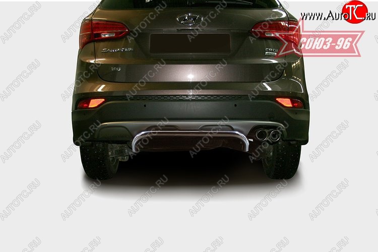 9 539 р. Защита заднего бампера Souz-96 (d42) Hyundai Santa Fe DM дорестайлинг (2012-2016)  с доставкой в г. Вологда