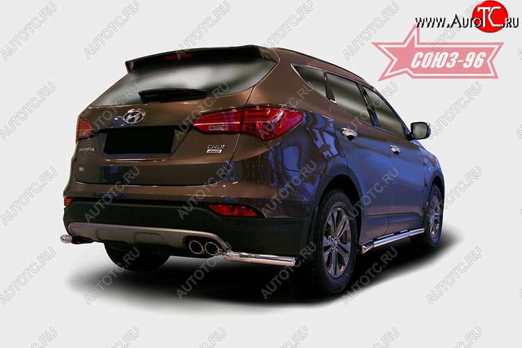 9 539 р. Защита заднего бампера из боковых уголков Souz-96 (d60) Hyundai Santa Fe DM дорестайлинг (2012-2016)  с доставкой в г. Вологда