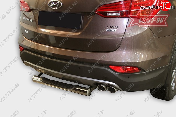 1 249 р. Защита заднего бампера с проступью Souz-96 (d76) Hyundai Santa Fe DM дорестайлинг (2012-2016)  с доставкой в г. Вологда