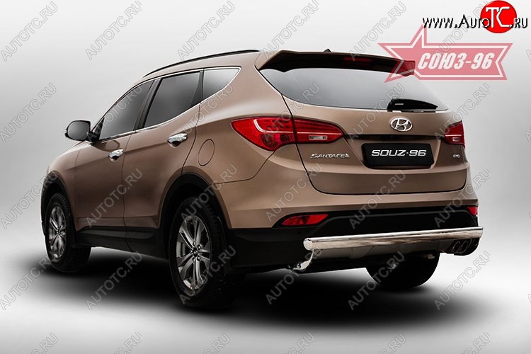 12 419 р. Овальная защита заднего бампера диаметром 75х42 мм Souz-96 Hyundai Santa Fe DM дорестайлинг (2012-2016)  с доставкой в г. Вологда
