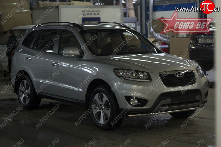 11 969 р. Защита переднего бампера одинарная Souz-96 (d42). Hyundai Santa Fe CM рестайлинг (2009-2012)  с доставкой в г. Вологда