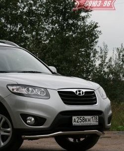 12 689 р. Защита переднего бампера одинарная Souz-96 (d60) Hyundai Santa Fe CM рестайлинг (2009-2012)  с доставкой в г. Вологда. Увеличить фотографию 3