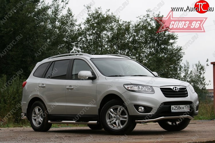 12 689 р. Защита переднего бампера одинарная Souz-96 (d60) Hyundai Santa Fe CM рестайлинг (2009-2012)  с доставкой в г. Вологда