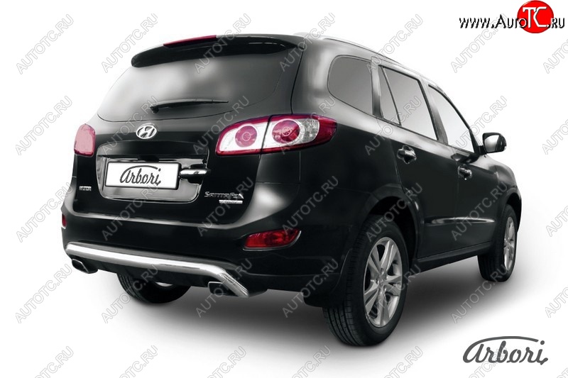 12 779 р. Защита заднего бампера Arbori (скоба, нержавейка, 1 труба d57 mm). Hyundai Santa Fe CM рестайлинг (2009-2012)  с доставкой в г. Вологда