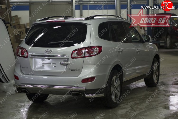 11 744 р. Защита заднего бампера рестайлинг Souz-96 (d60) Hyundai Santa Fe CM рестайлинг (2009-2012)  с доставкой в г. Вологда