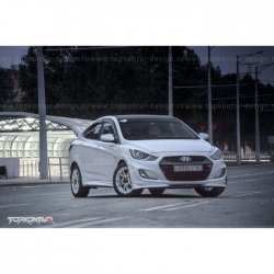 2 899 р. Накладка на передний бампер TopKontur Design v2 Hyundai Solaris RBr седан дорестайлинг (2010-2014) (Неокрашенная)  с доставкой в г. Вологда. Увеличить фотографию 15