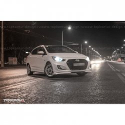 2 899 р. Накладка на передний бампер TopKontur Design v2 Hyundai Solaris RBr седан дорестайлинг (2010-2014) (Неокрашенная)  с доставкой в г. Вологда. Увеличить фотографию 6
