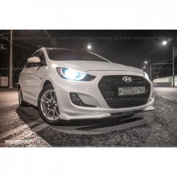 2 899 р. Накладка на передний бампер TopKontur Design v2 Hyundai Solaris RBr седан дорестайлинг (2010-2014) (Неокрашенная)  с доставкой в г. Вологда. Увеличить фотографию 8