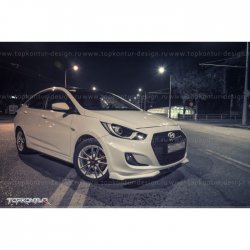 2 899 р. Накладка на передний бампер TopKontur Design v2 Hyundai Solaris RBr седан дорестайлинг (2010-2014) (Неокрашенная)  с доставкой в г. Вологда. Увеличить фотографию 10