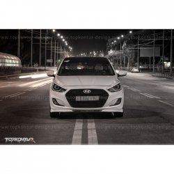 2 899 р. Накладка на передний бампер TopKontur Design v2 Hyundai Solaris RBr седан дорестайлинг (2010-2014) (Неокрашенная)  с доставкой в г. Вологда. Увеличить фотографию 11