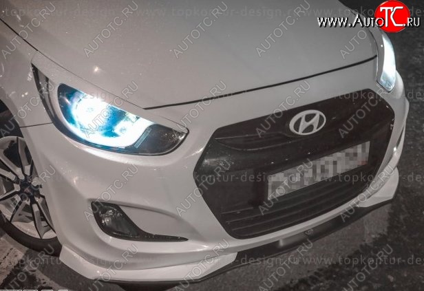 2 899 р. Накладка на передний бампер TopKontur Design v2 Hyundai Solaris RBr седан дорестайлинг (2010-2014) (Неокрашенная)  с доставкой в г. Вологда