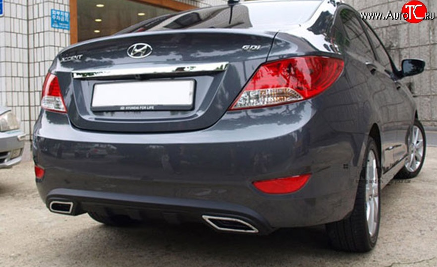 4 699 р. Диффузор заднего бампера M-VRS Hyundai Solaris RBr седан дорестайлинг (2010-2014) (Неокрашенная)  с доставкой в г. Вологда