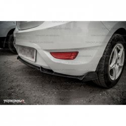 4 299 р. Накладка на задний бампер (хетчбек) Topkontur Hyundai Solaris RBr седан дорестайлинг (2010-2014) (Тисненая поверхность, Неокрашенная)  с доставкой в г. Вологда. Увеличить фотографию 3
