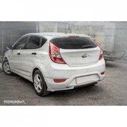 4 299 р. Накладка на задний бампер (хетчбек) Topkontur Hyundai Solaris RBr седан дорестайлинг (2010-2014) (Тисненая поверхность, Неокрашенная)  с доставкой в г. Вологда. Увеличить фотографию 4