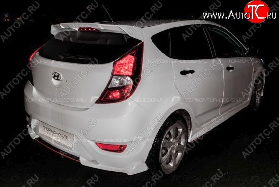 4 299 р. Накладка на задний бампер (хетчбек) Topkontur Hyundai Solaris RBr седан дорестайлинг (2010-2014) (Тисненая поверхность, Неокрашенная)  с доставкой в г. Вологда